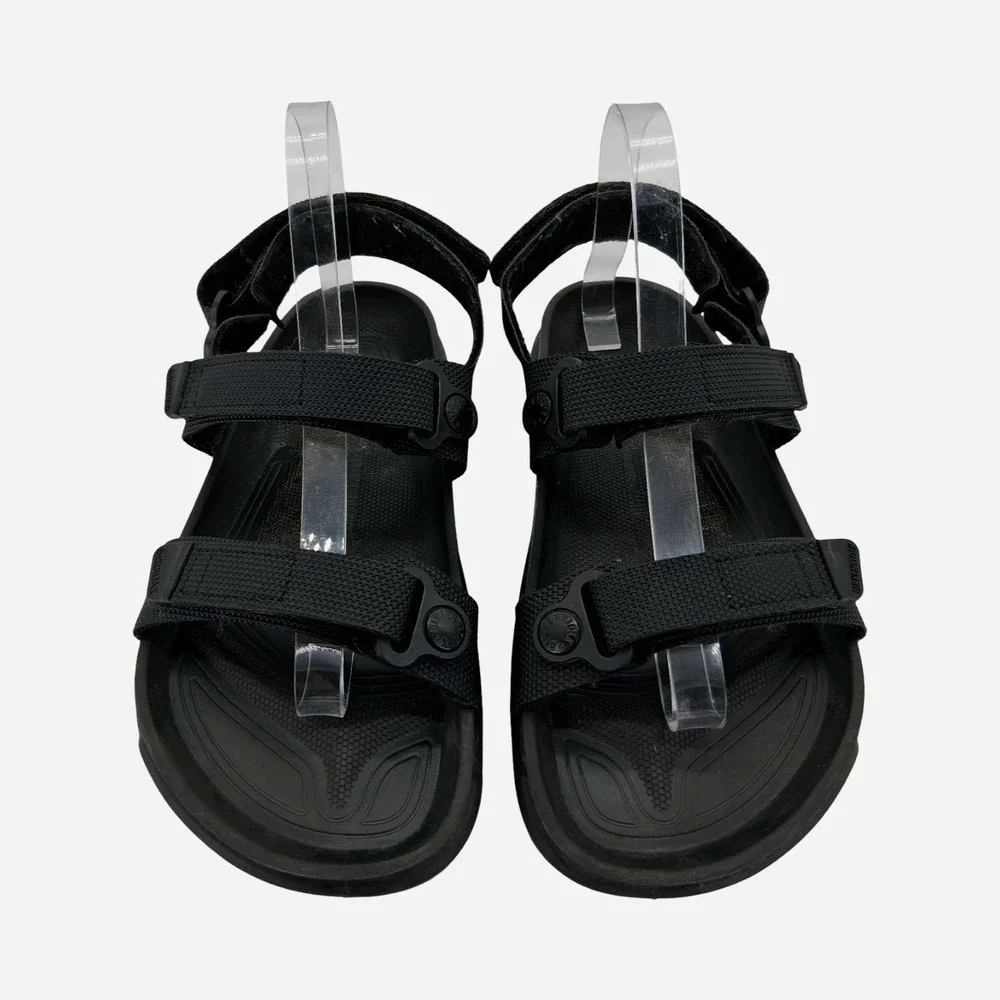 Birkenstock Sandals Womens US 8-8.5 EU 39 Black Nylon Strappy Hook Loop Comfort - Picture 2 of 13